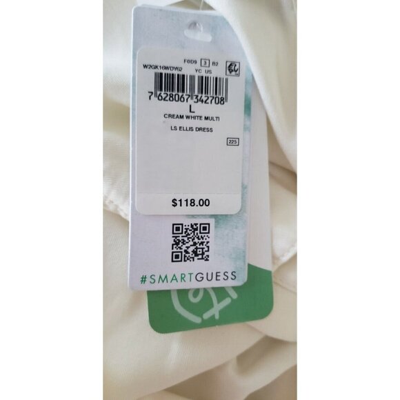 NWT $ 108 GUESS ELLIS LONG SLEEVE WHITE SHIRT STYLE DRESS SZ L - Picture 11 of 14
